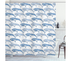 Grunge Hand Drawn Cachalot Shower Curtain