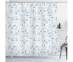 Sharks Tiny Fish Submarines Shower Curtain