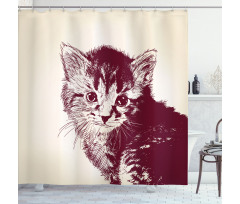 Grunge Retro Kitty Cat Shower Curtain