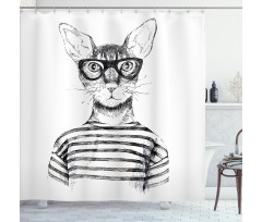 Hipster New Age Cat Shower Curtain