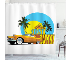 Vintage Car in City Miami Shower Curtain