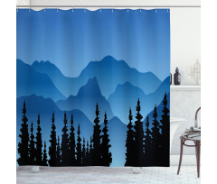 Tree and Hill Silhouettes Shower Curtain