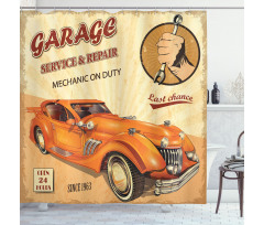 Engine and Mechanic Sign Shower Curtain