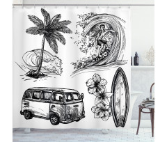 Surfboard Beach Van Shower Curtain