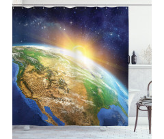 View of Sunrise Planet Shower Curtain