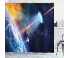 UFO on Earth Sci-Fi Shower Curtain