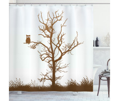 Owl Autumn Tree Branch Shower Curtain