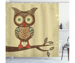 Owl Sitting on Branch Shower Curtain