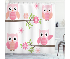 Spring Floral Baby Owls Shower Curtain