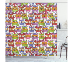 Ornate Owl Polka Dots Shower Curtain