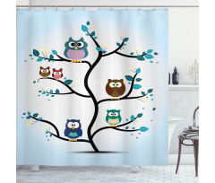 Night Animal Owl Love Shower Curtain