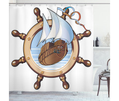 Ships Wheel Sailing Shower Curtain