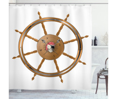 Pirate Sea Ship Wheel Shower Curtain