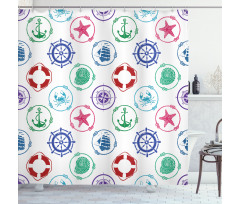 Wheel Compass Anchor Shower Curtain