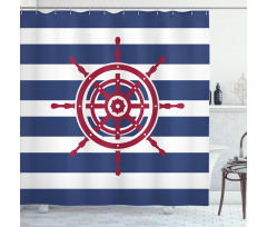 Red Ship Wheel Shower Curtain
