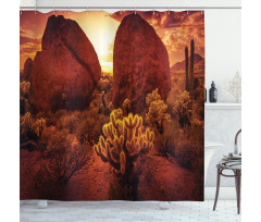 Cactus Rocks Desert Scenery Shower Curtain
