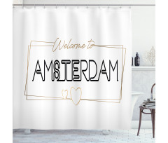 Minimal Duş Perdesi Modern ve Sade Welcome to Amsterdam Yazısı