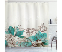 Retro Hibiscus Art Shower Curtain