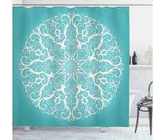 Symmetrical Floral Curves Shower Curtain