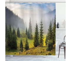 Green Trees on Meadow Shower Curtain