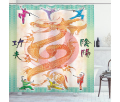 Colorful Dragon and Samurais Shower Curtain