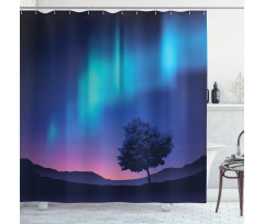 Aurora Borealis Tree Shower Curtain