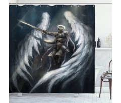 Angel Knight White Wing Shower Curtain