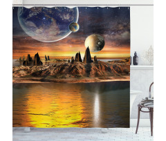 Planet Sci Fi Fantasy Art Shower Curtain