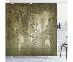 Nostalgic World Map Shower Curtain