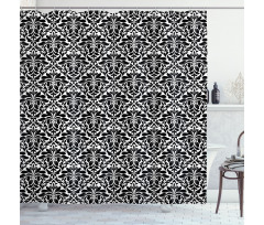 Damask Duş Perdesi Geometrik Etnik Zarif Çiçeksi Motif Deseni