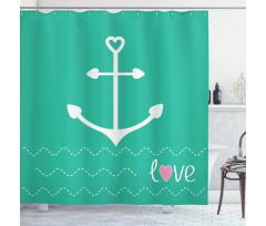 Anchor Heart Shapes Shower Curtain
