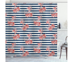 Anchor Striped Backdrop Shower Curtain