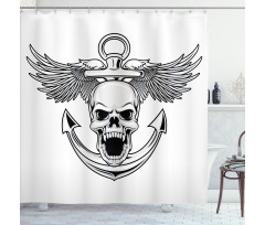 Skull Anchor Eagle Shower Curtain