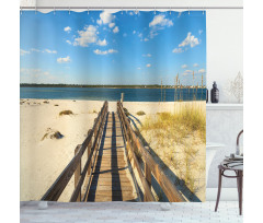 Perdido Beach Long Pier Shower Curtain