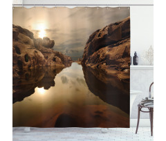 Sunrise Rocks Sky Lake Shower Curtain