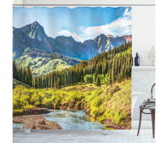 Mountain Forest River Shower Curtain