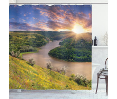 Rising Sun Calm River Shower Curtain