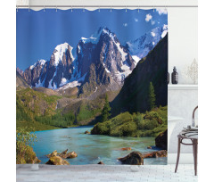 Mountain River Clouds Shower Curtain