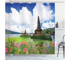 Bali Tropic Flowers Sea Shower Curtain