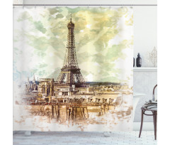Eiffel Tower Skyline Shower Curtain
