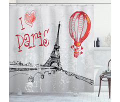 Paris Hot Air Balloon Shower Curtain