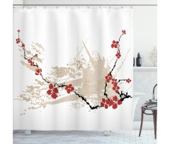 Japan Sakura Flowers Shower Curtain