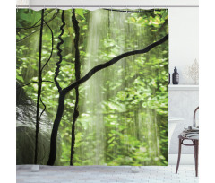 Jungle Waterfall Tree Shower Curtain