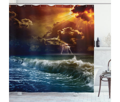 Ocean Wild Fire Waves Shower Curtain