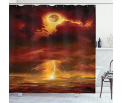 Storm Full Moon Beams Shower Curtain