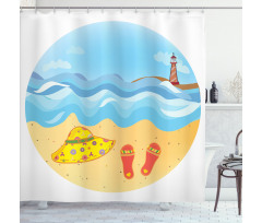 Minimal Doodle Ocean Shower Curtain
