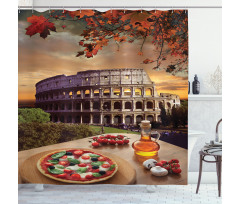 Colosseum Italy Pizza Autumn Shower Curtain