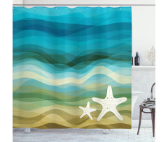 Modern Waves Starfish Shower Curtain