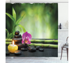 Orchid Bamboo Stems Shower Curtain