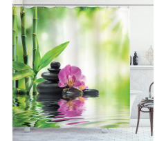 Orchids Rocks Water Shower Curtain